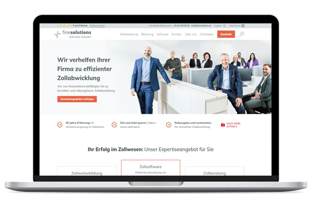 Webdesign-Screenshot für ein SEO-Projekt mit einem Zolldienstleister aus Zürich