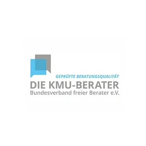 Logo der KMU-Berater: Bundesverband freier Berater e.V. mit Claim 'Geprüfte Beratungsqualität'