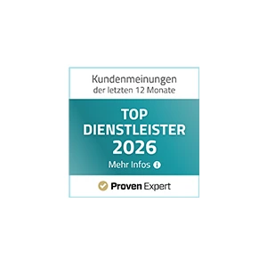 Auszeichnung für 2026 als Top Dienstleister basierend auf Kundenmeinungen, präsentiert von Proven Expert