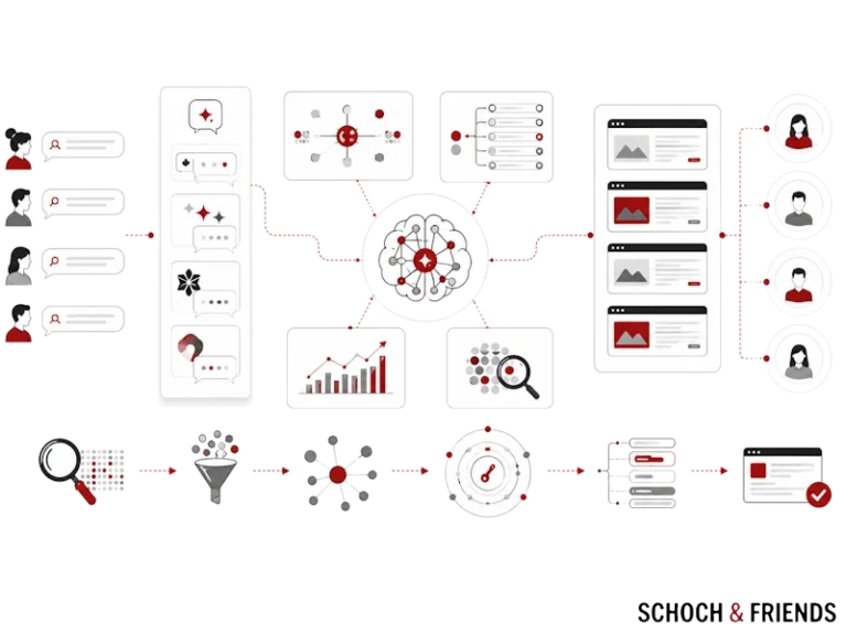 Flussdiagramm zur Datenverwaltung: Von Benutzereingaben über Analyse bis hin zur Visualisierung, mit Fokus auf Effizienz und Nutzerinteraktion.